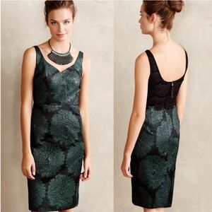 Leifsdottir Black and Green Floral Midi Dress